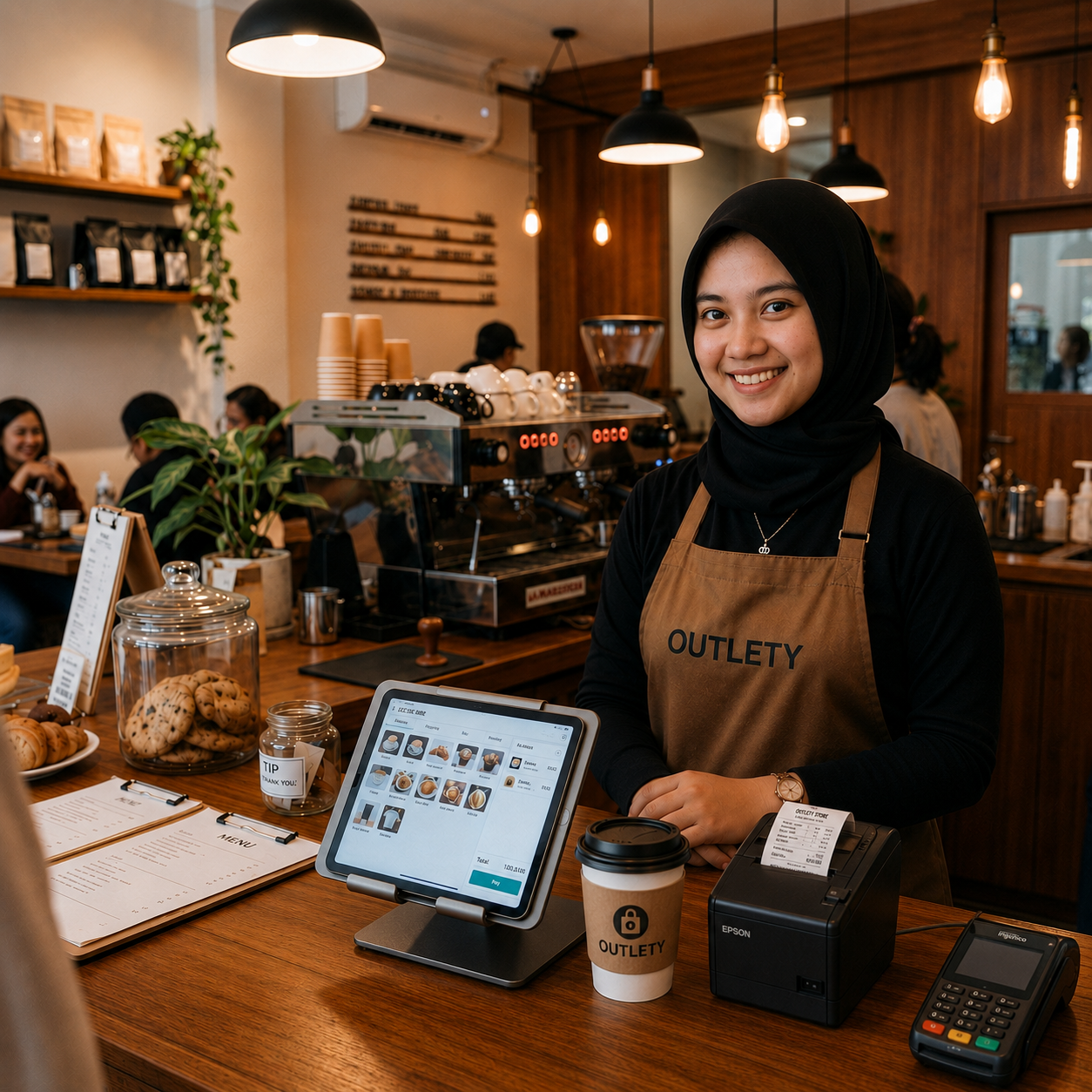 Sistem Kasir Outlety POS Tablet, Printer Thermal 58mm dan Mobile App