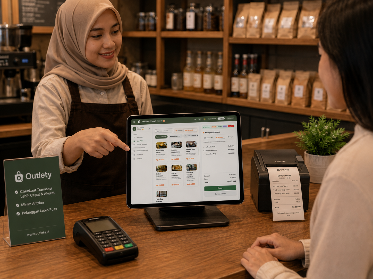 Tampilan Antarmuka Checkout Kasir POS Outlety