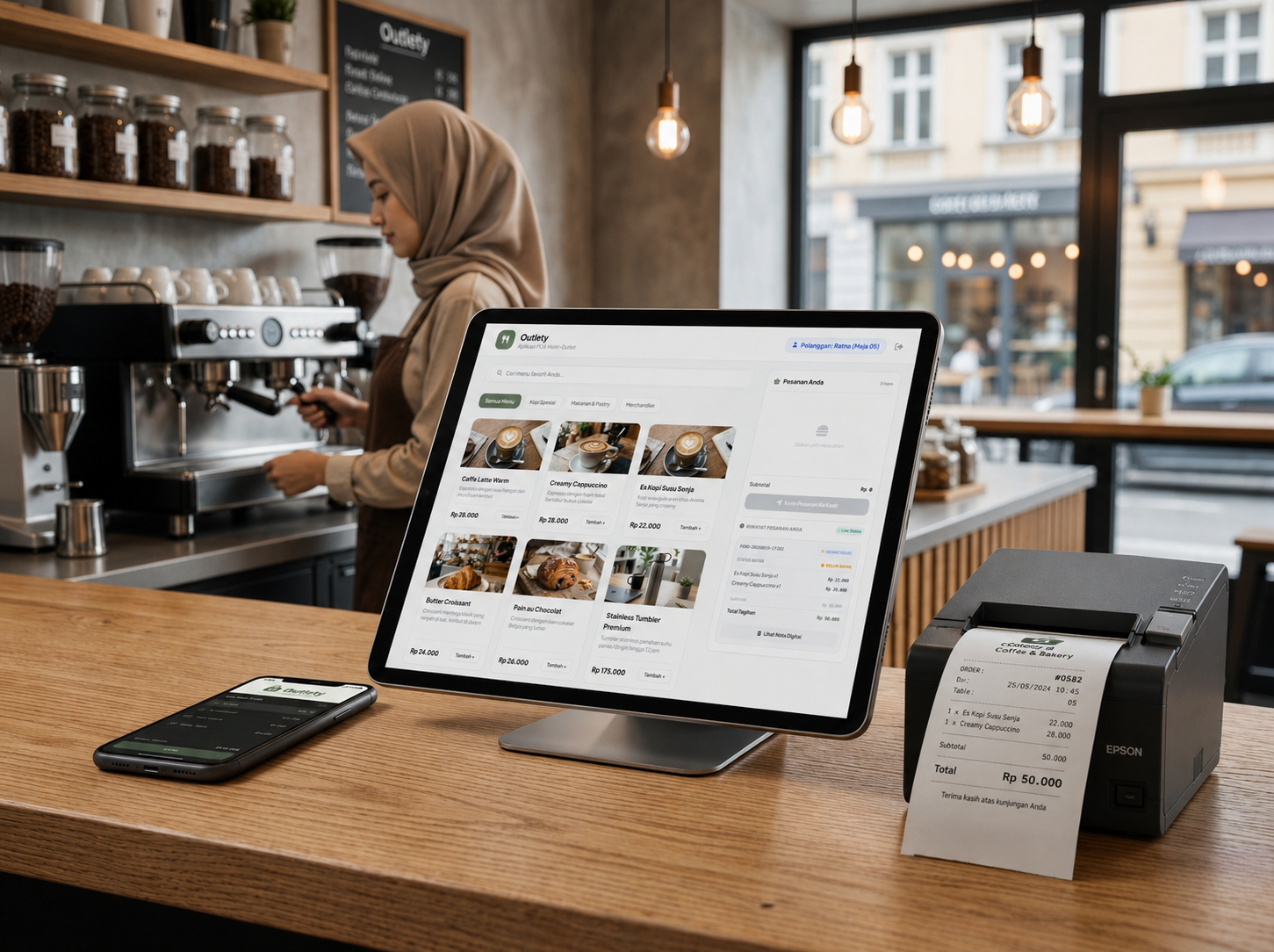 Tampilan Outlety di Tablet POS